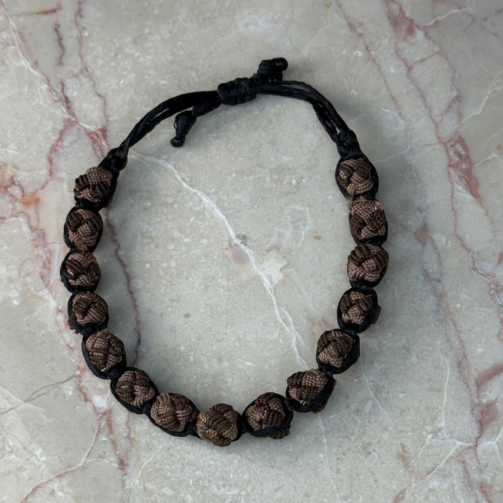 Brown and Black Knotted Adjustable Bracelet